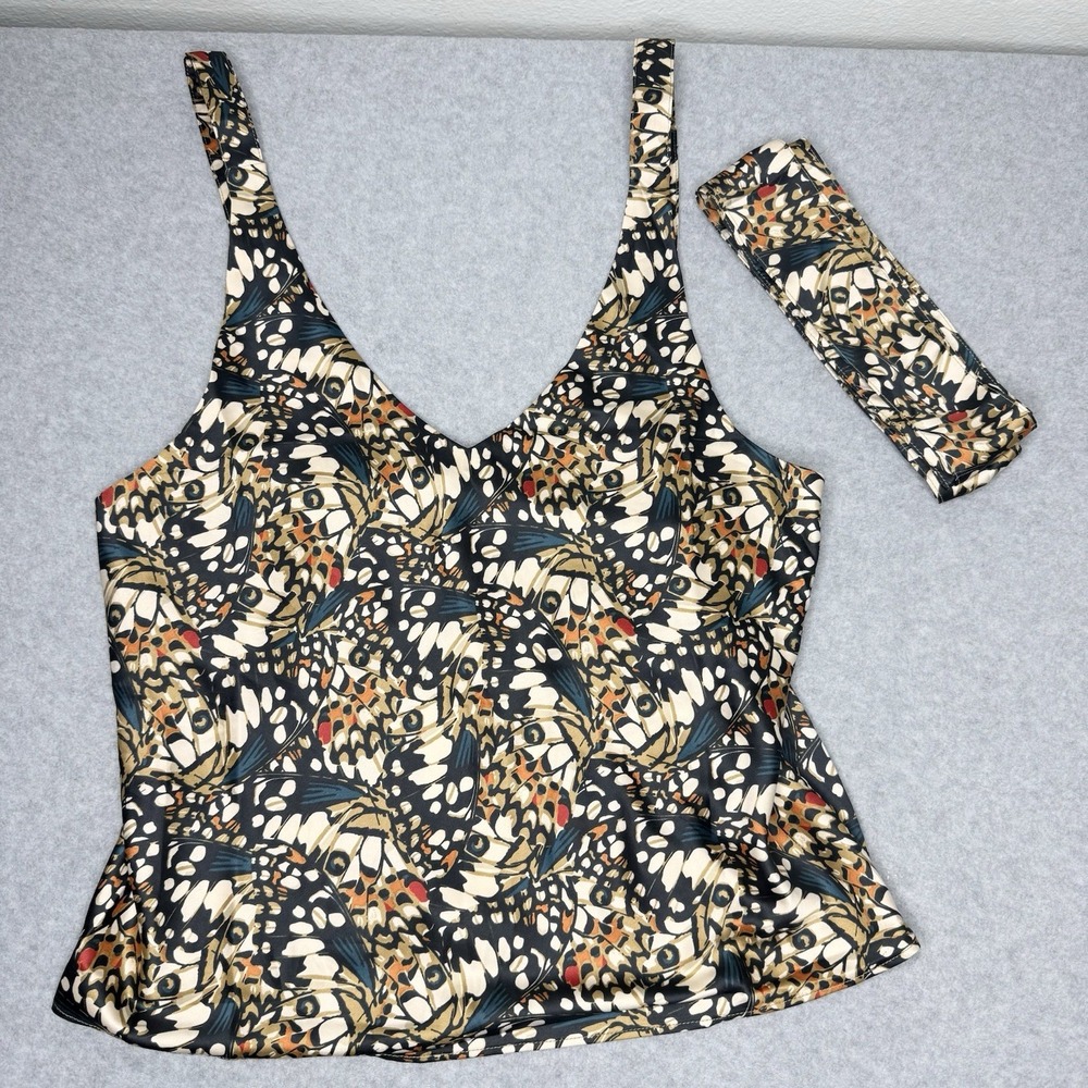 New Wildfang The Empower Satin Cami Top Neck Tie Butterfly Fairycore Womens XS